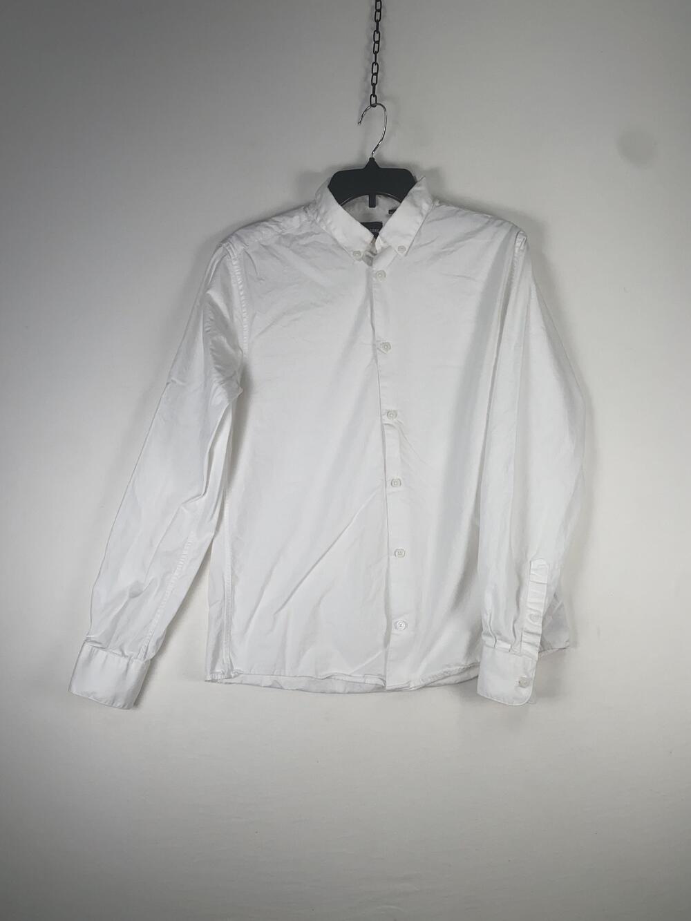 ONLY & SONS Shirt Mens Large White Solid Long Sleeve Button Up Cotton Slim Fit